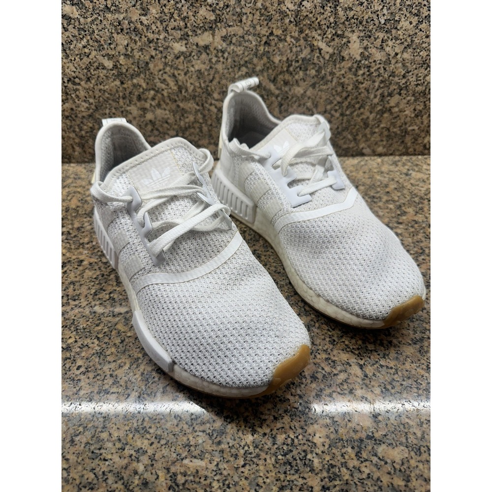 Adidas NMD_R1 Shoes Mens Size 7.5 White Mesh Boost Gum Athletic Sneakers D96635